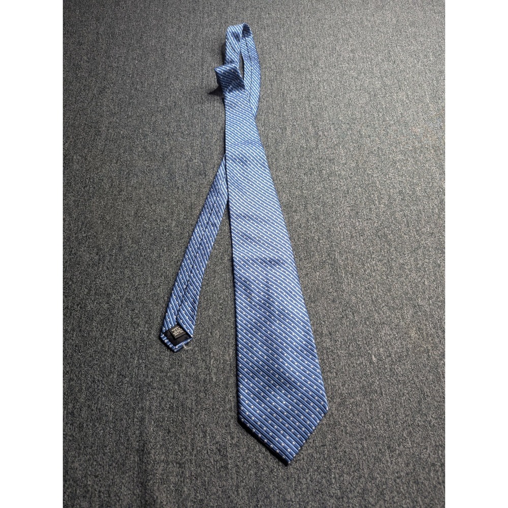 Van Heusen Mens Silk Tie Light Blue Striped Polka Dot Business Formal Made upUSA